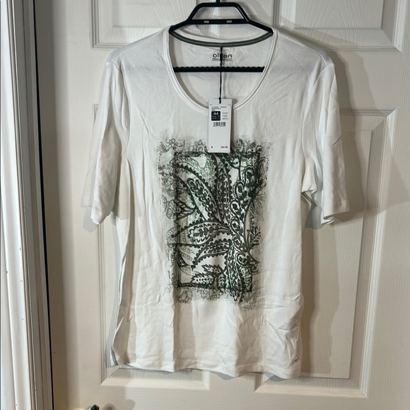 Olsen Tops - White and Green Women's Top NWT size large